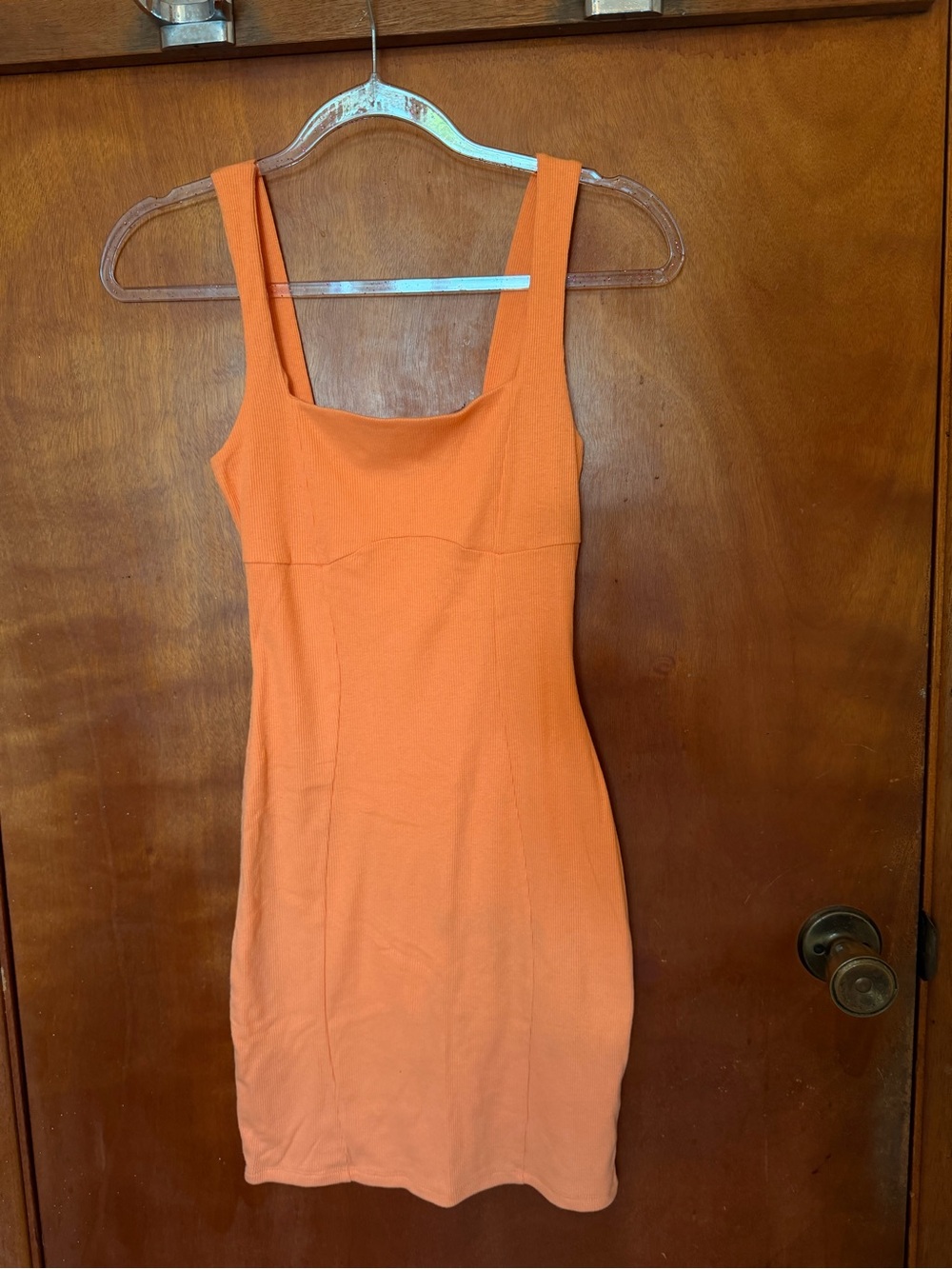 Fashion Nova Orange Square-Neck Mini Dress
